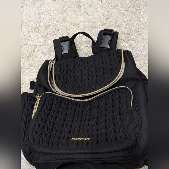Black Quilted Diaper Bag with Gold Accents - Picture 4 of 4